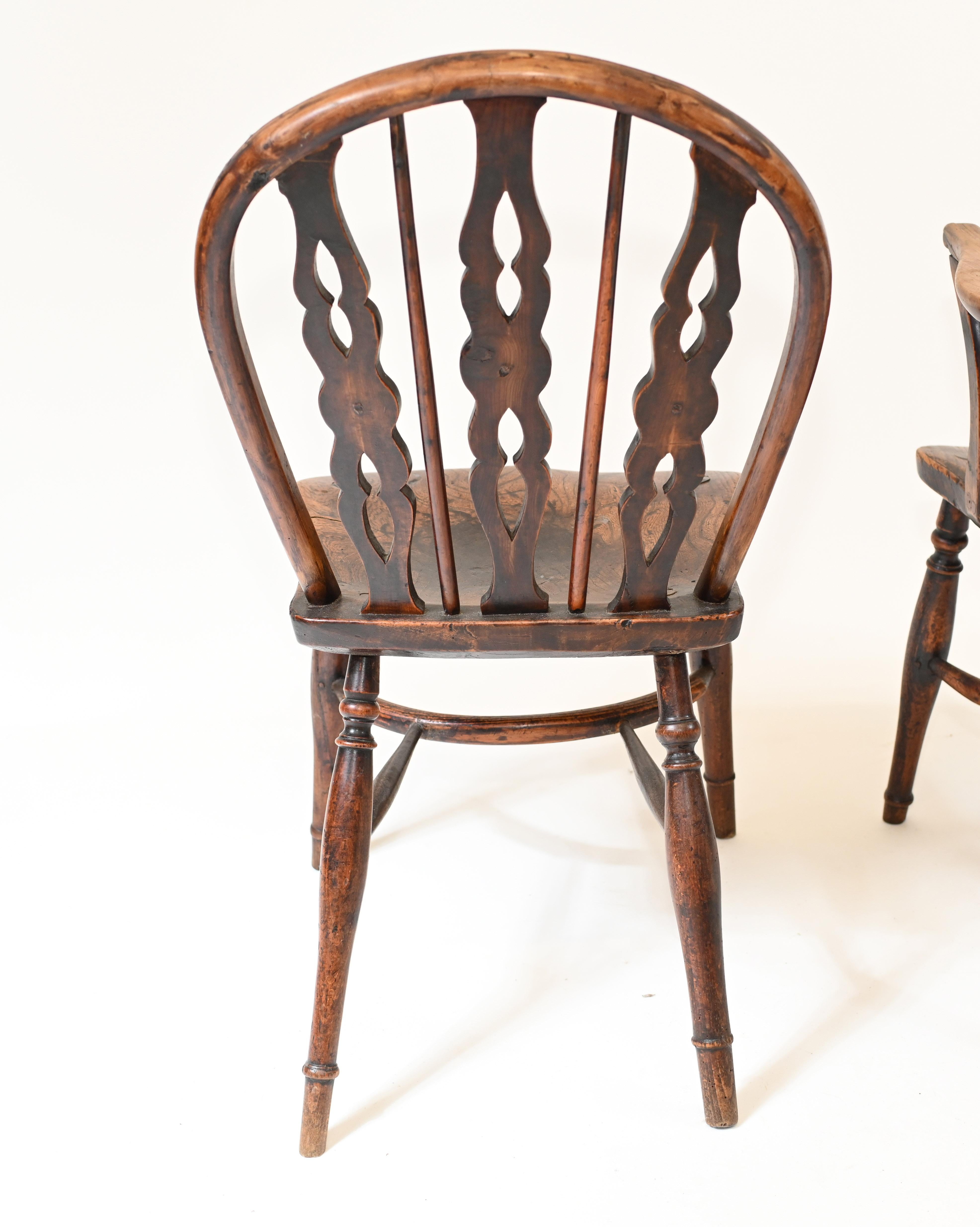 Set Windsor Dining Chairs Elm Wood Farmhouse Diners 7