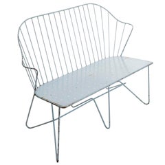 Set Wire Chairs Auersperg Bench Astoria Sonett, Karl Fostel, Blue Steel, 1950s