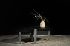 Sculptural Coffee Table Set in Charred Wood and Raw Aluminum by Sergio Vulpe