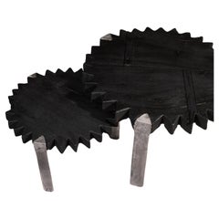 Ensemble de tables basses en bois et aluminium moulé de Sergio Vulpe