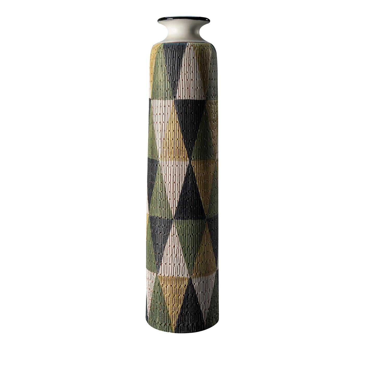 Seta Series Triangles Decorative Vase by Aldo Londi For Sale 1