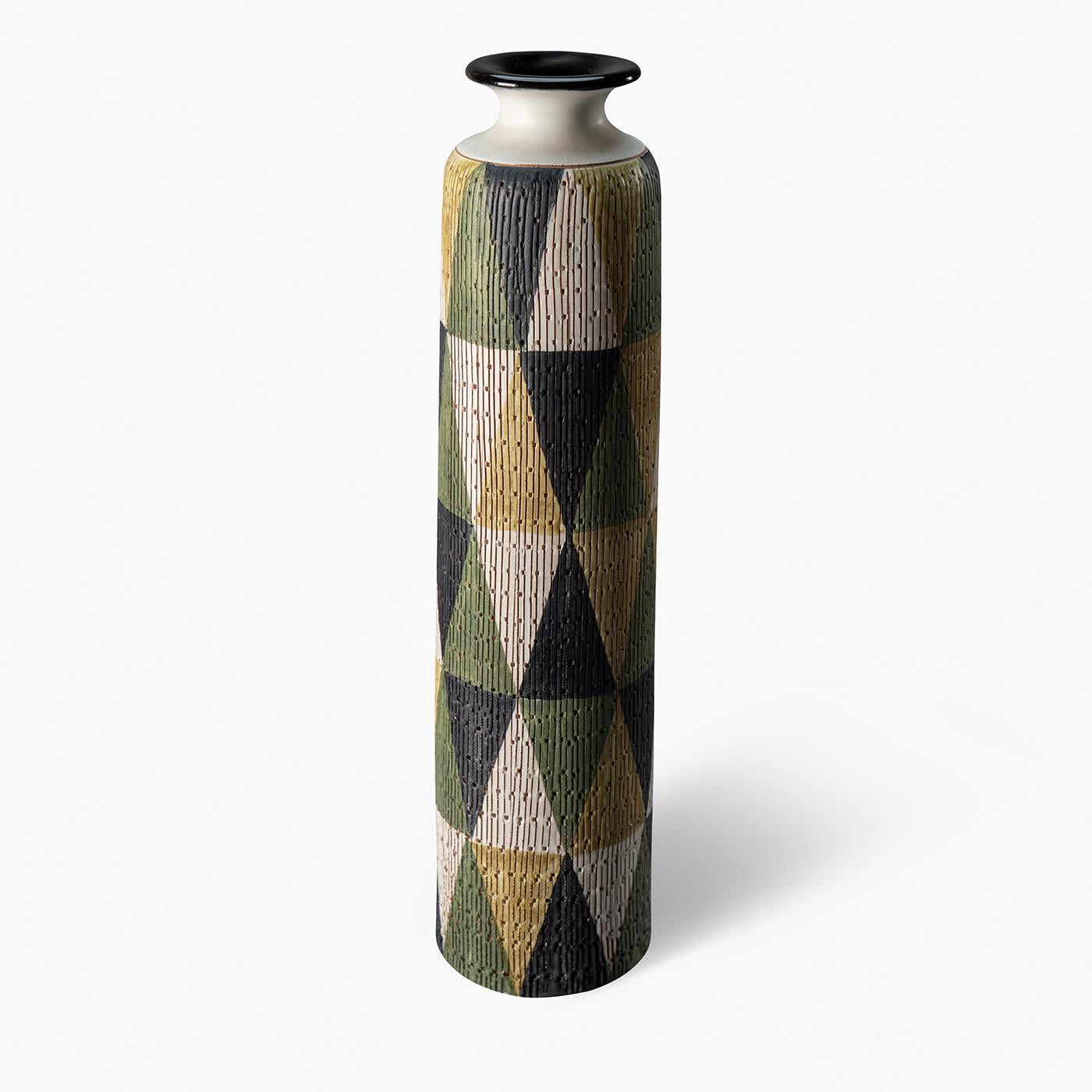 Seta Series Triangles Decorative Vase by Aldo Londi For Sale 2
