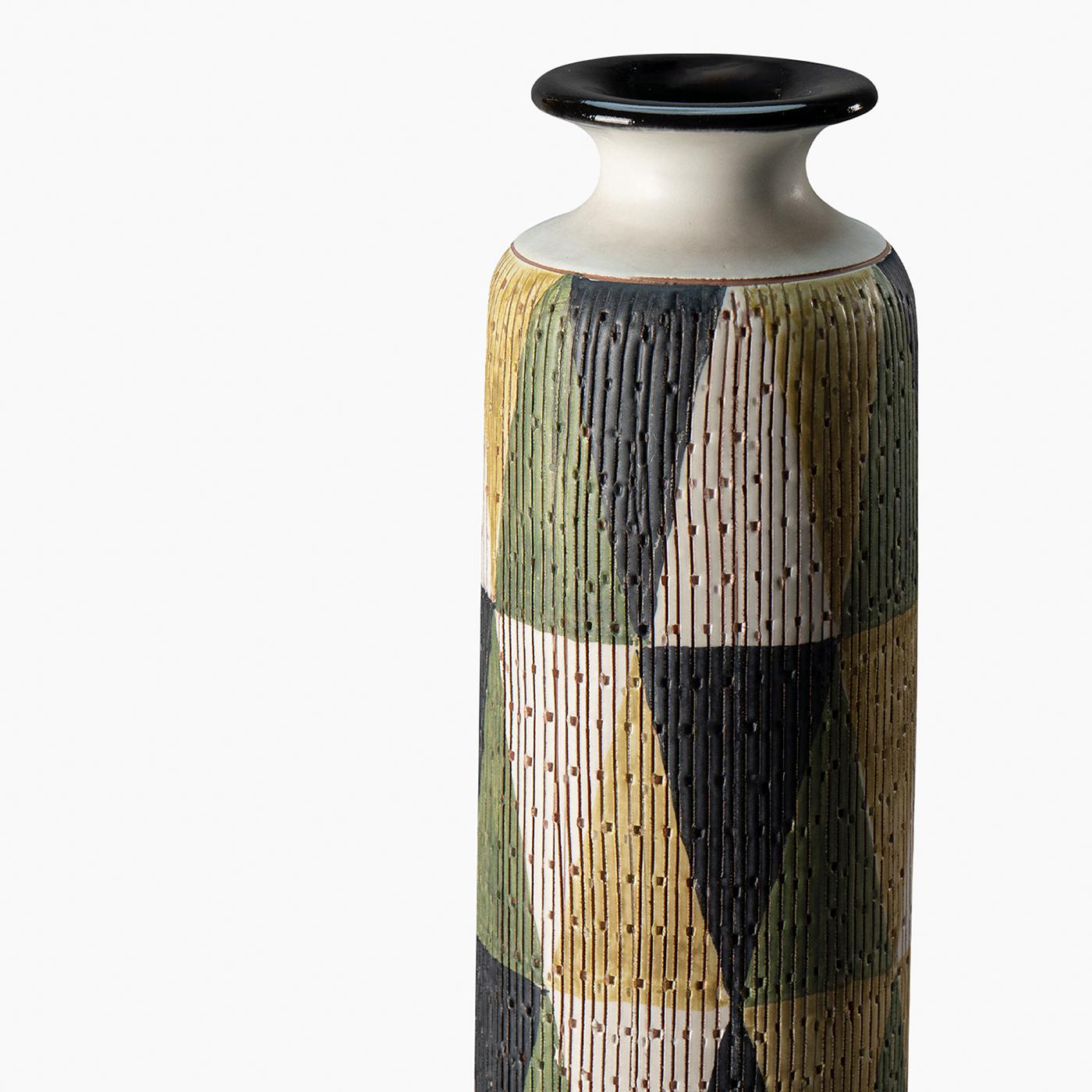 Seta Series Triangles Decorative Vase by Aldo Londi For Sale 3