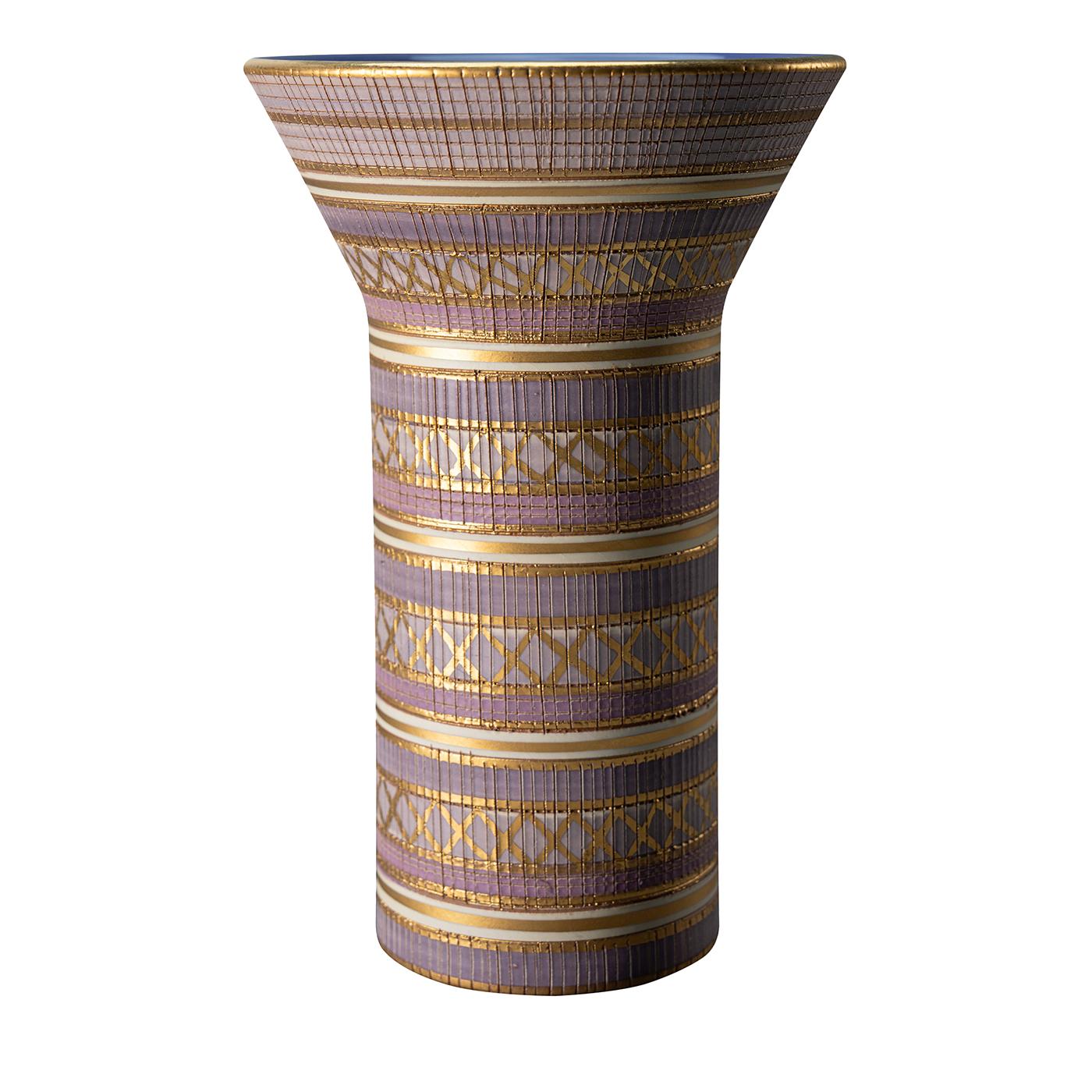 Contemporary Seta Series Vase with Gold Accents by Aldo Londi For Sale