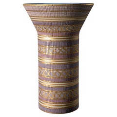 Seta Series Vase with Gold Accents by Aldo Londi