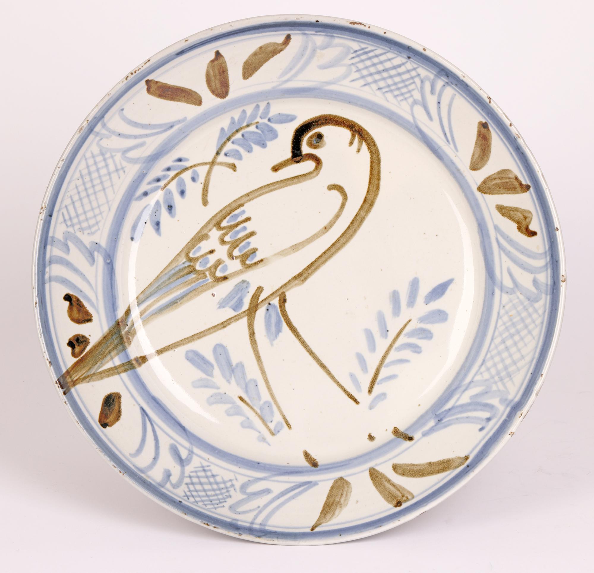 Late 20th Century Seth Cardew Wenford Bridge Studio Pottery Bowl with Bird