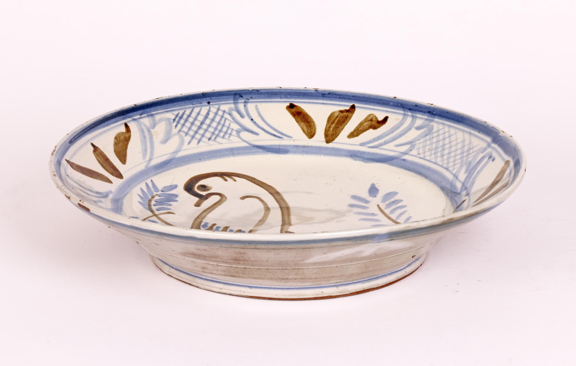 Modern Seth Cardew Wenford Bridge Studio Pottery Bowl with Bird