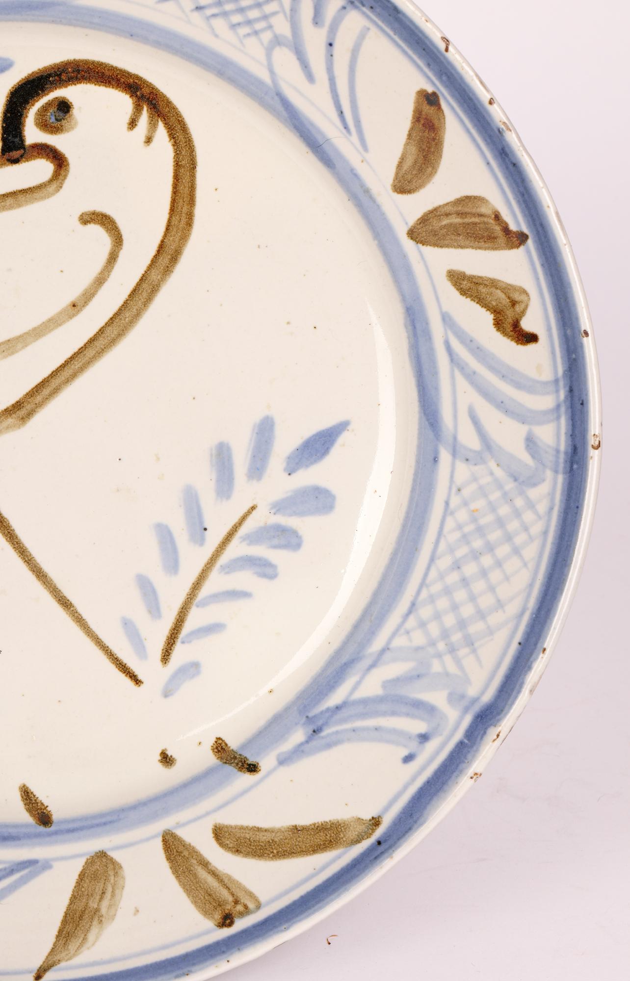 Hand-Painted Seth Cardew Wenford Bridge Studio Pottery Bowl with Bird