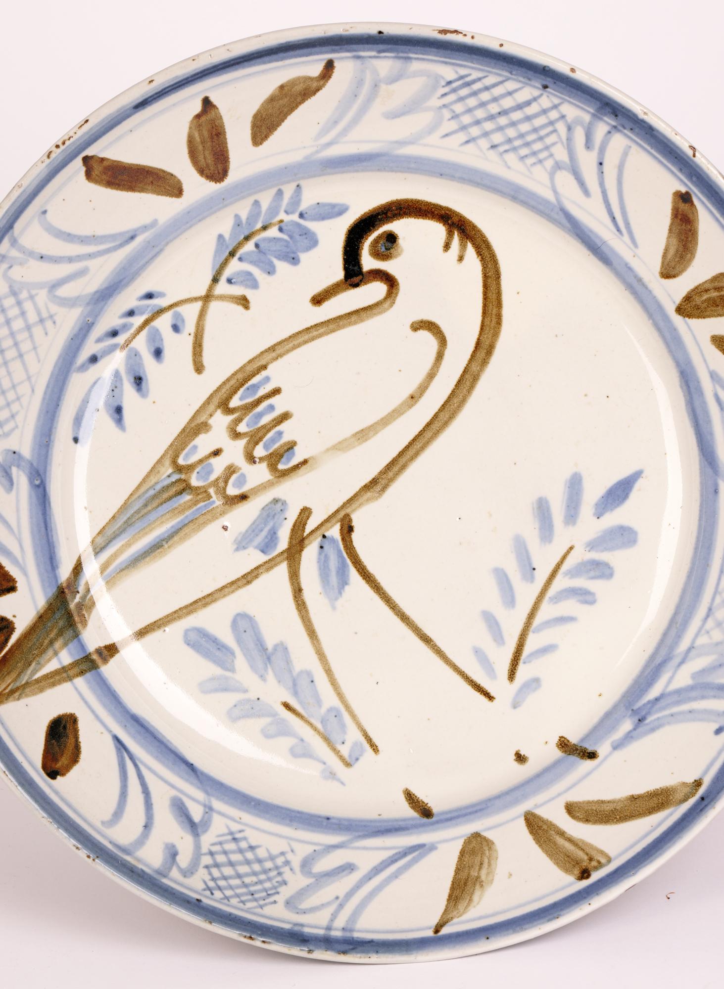 Seth Cardew Wenford Bridge Studio Pottery Bowl with Bird In Good Condition In Bishop's Stortford, Hertfordshire