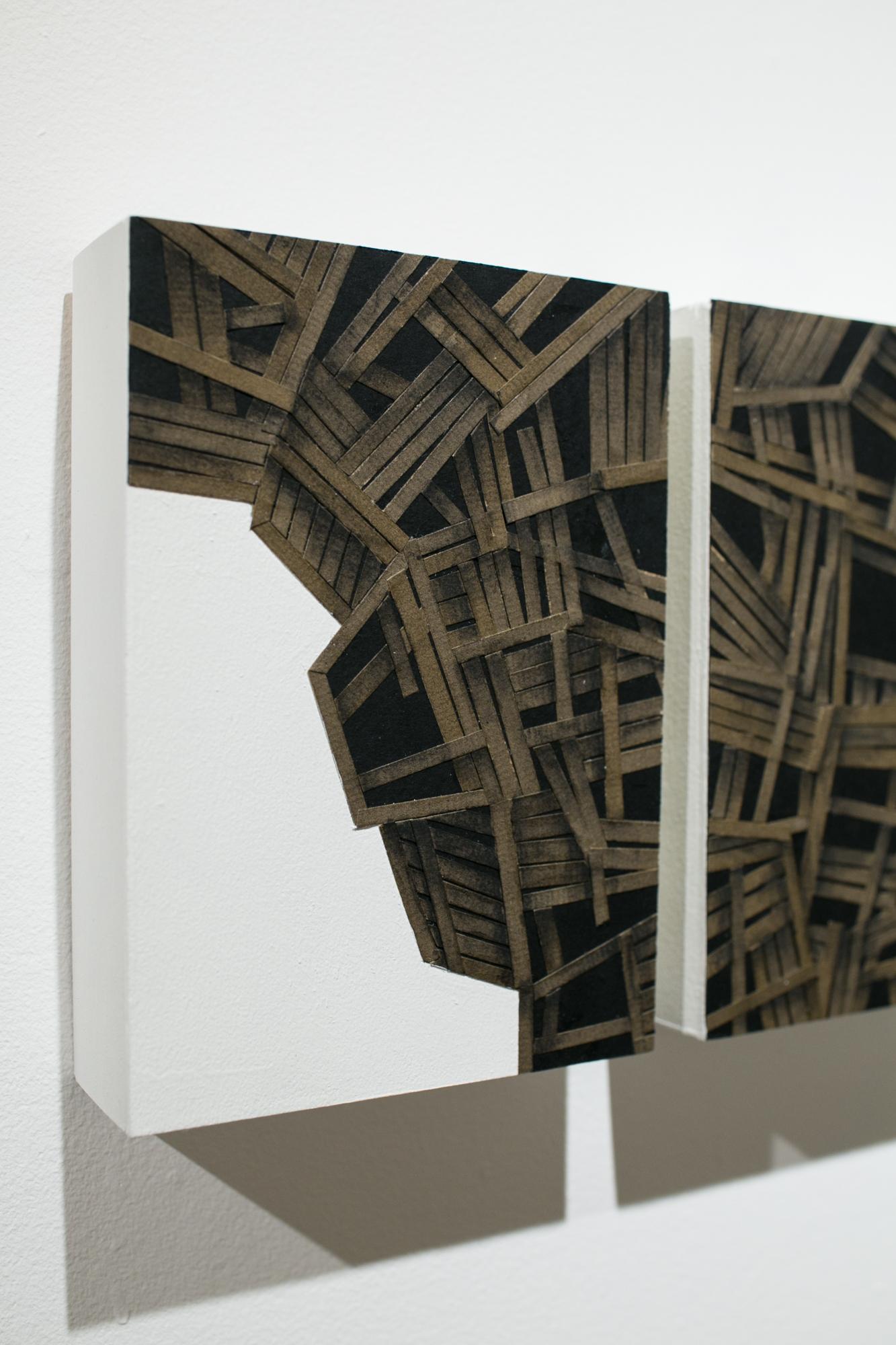 Hive, Triptych - Gray Figurative Art by Seth Clark