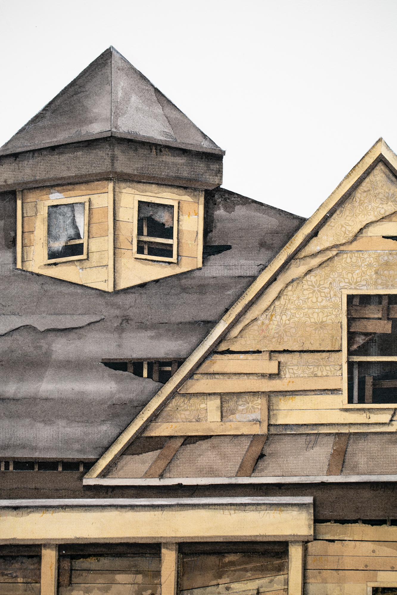 « House Studies Series VIII » (Série d'études de maison), papier superposé et collage de dessin, architecture - Art de Seth Clark