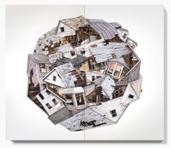 "Mass Study XX (diptych)", Layered Paper and Drawing Collage, Architectural