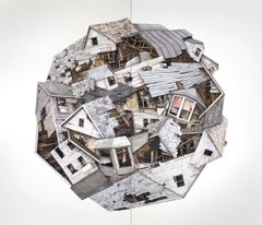 "Mass Study XX (diptych)", Layered Paper and Drawing Collage, Architectural