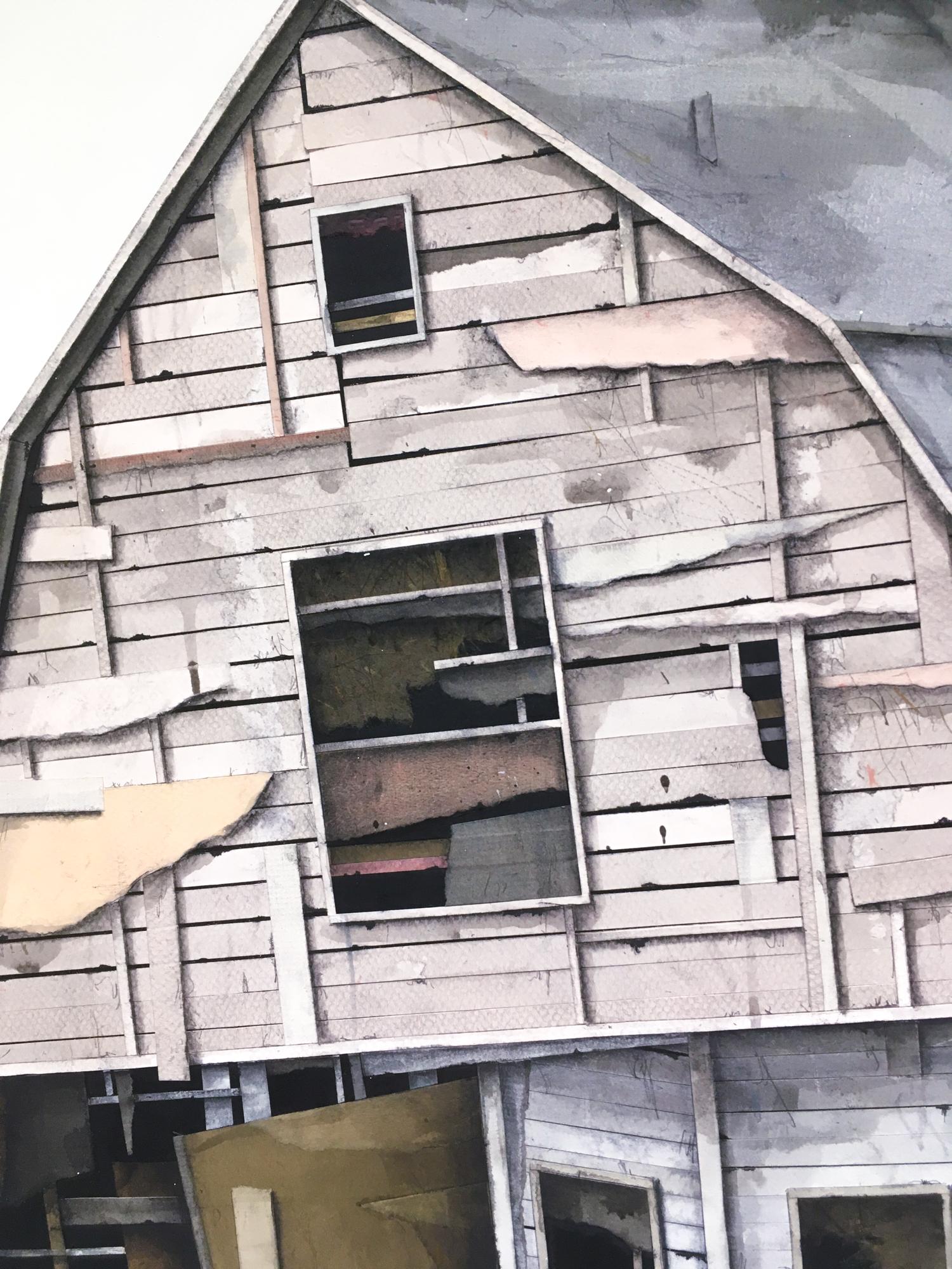 « House Studies Series II » (Série d'études de maison), papier superposé et collage de dessin, architecture - Painting de Seth Clark
