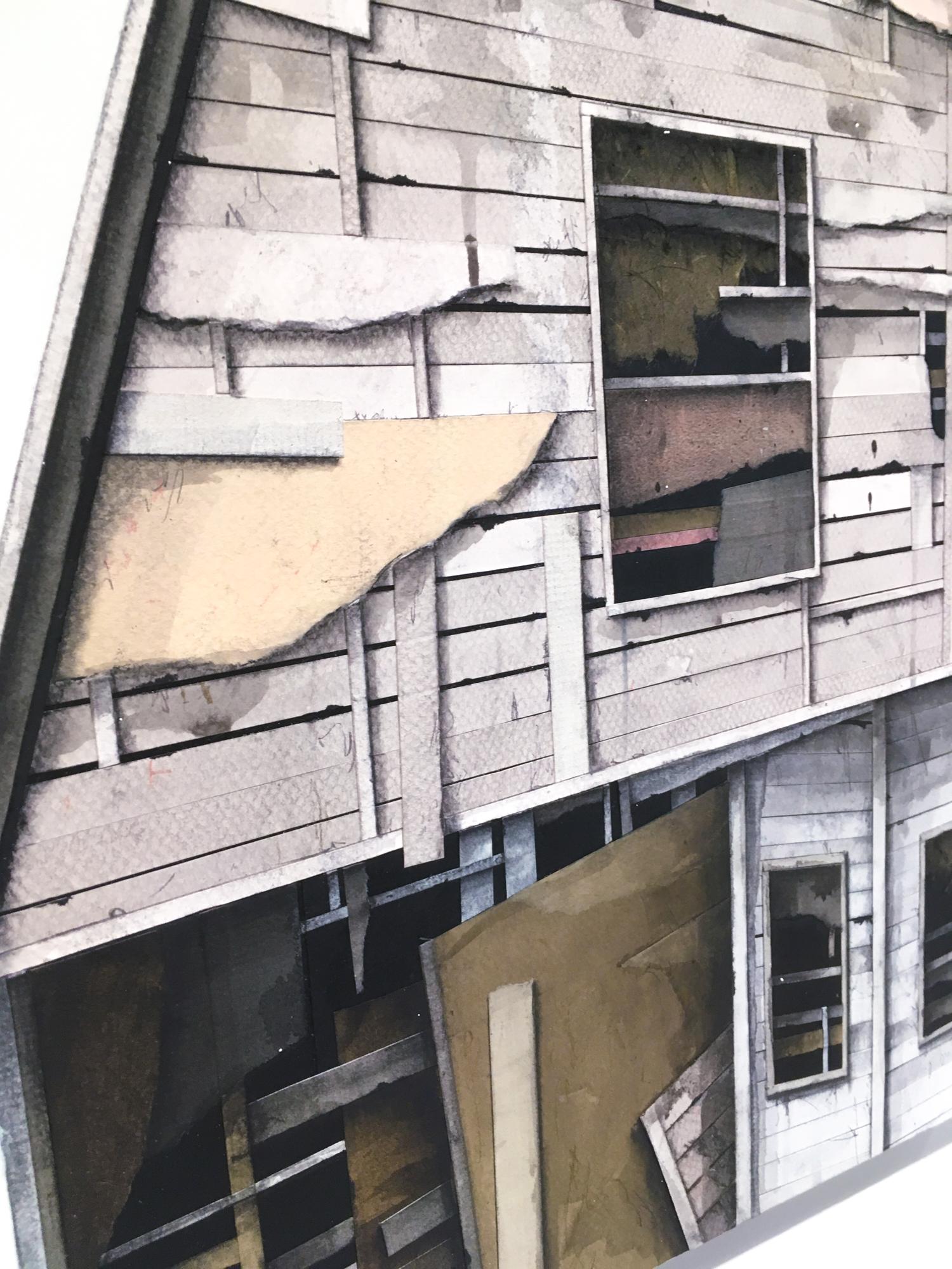 « House Studies Series II » (Série d'études de maison), papier superposé et collage de dessin, architecture - Contemporain Painting par Seth Clark