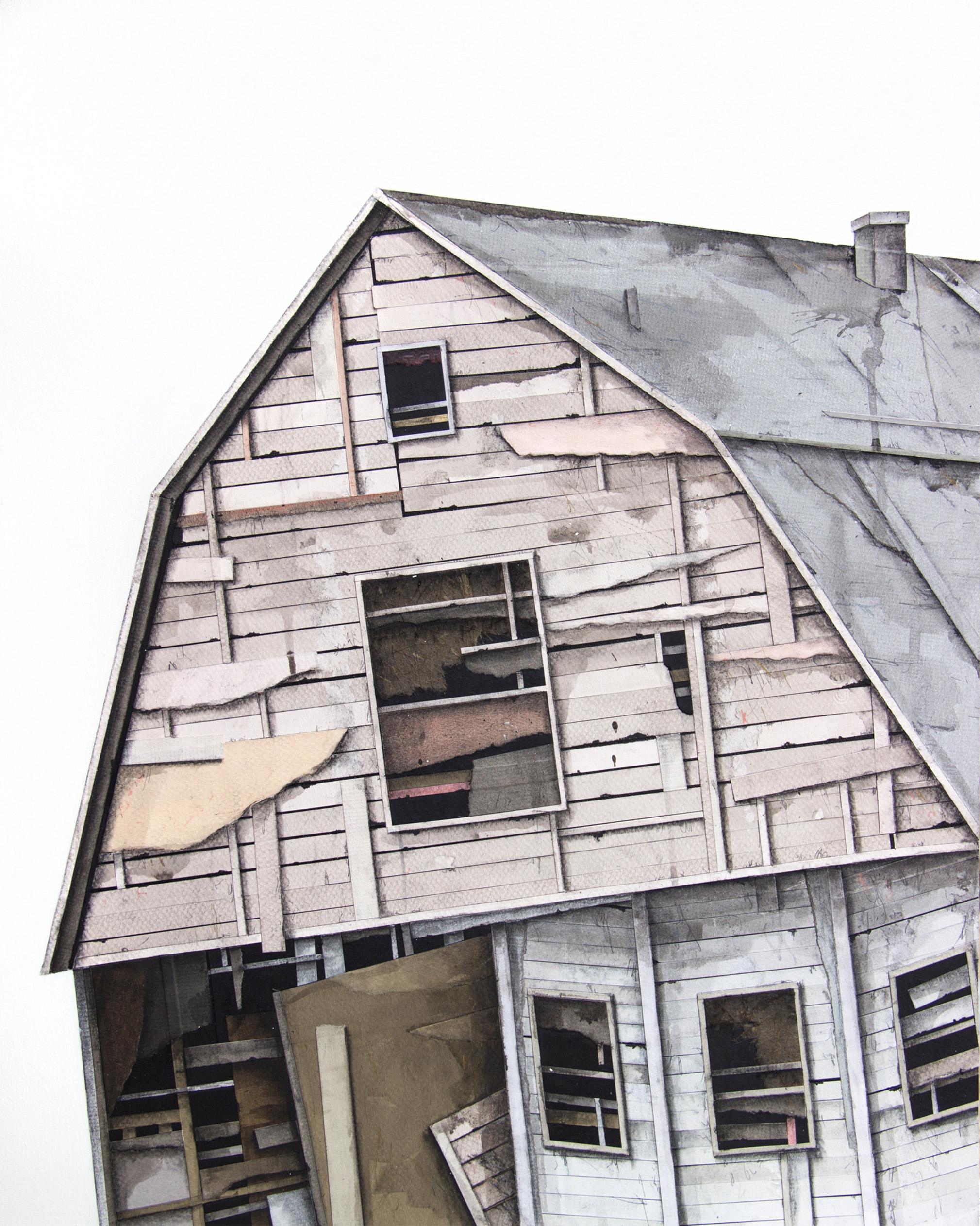 Figurative Painting di Seth Clark - "House Studies Series II", collage di disegni e carta stratificata, architettura