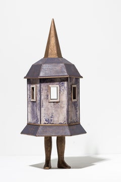 "Neighborling Maquette 24" Patterned and Distressed Building Turret  Sculpture