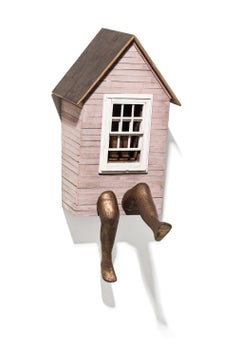 "Neighborling Maquette 32" Wandmontiertes Haus mit Fensterscheibe und Beinen