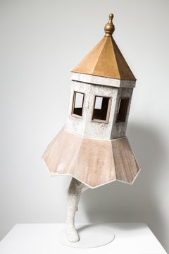 "El Dasher" Escultura de ensamblaje arquitectónico de madera y papel de Seth Clark