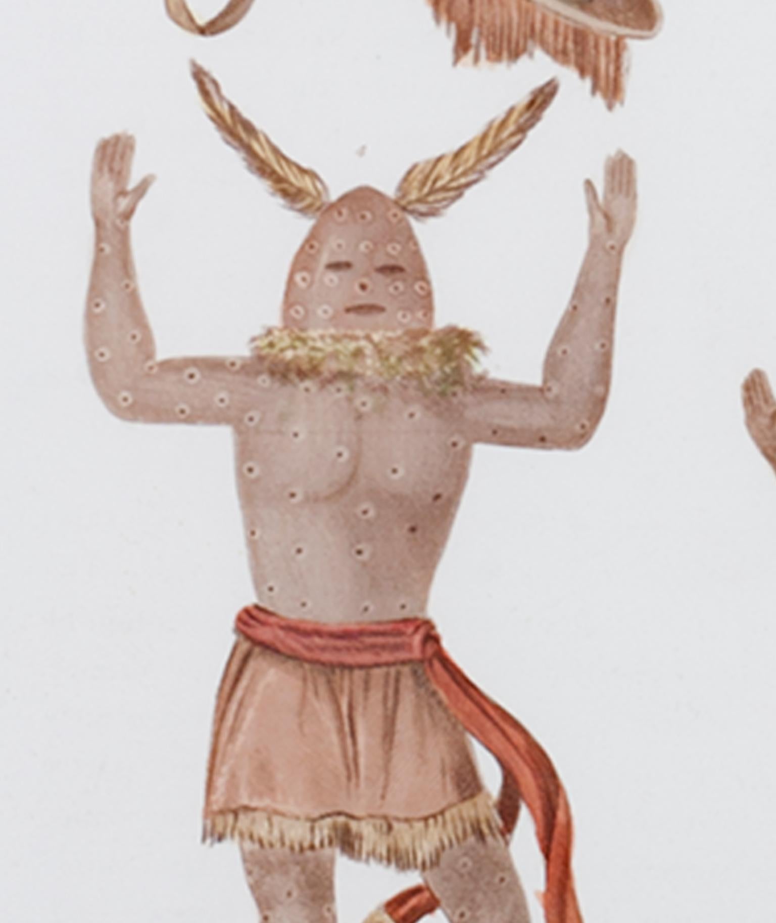 Gravur von Seth Eastman „Moqui Dancers, Moqui Pipe, Navajo Cradle & Kopfschmuck“ im Angebot 1