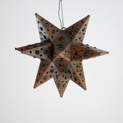 Seth di tre lampade a sospensione messicane a forma di stella