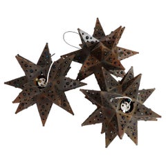 Seth of Three Mexican Pendant Lamps in Star Shape