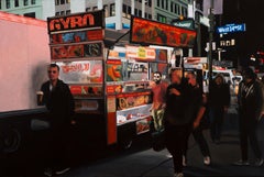 small scale realist city landscape, "Gyro", oil on panel (New York City, Night) 