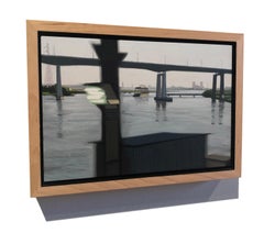 small scale realist landscape, "Over the Hackensack", water scene