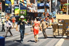 Small scale realist painting, "Times Square Noon, " Seth Tane, oil on panel, 2017