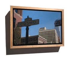 small scale realist painting with blue, "Cosmo, S.F.", San Francisco