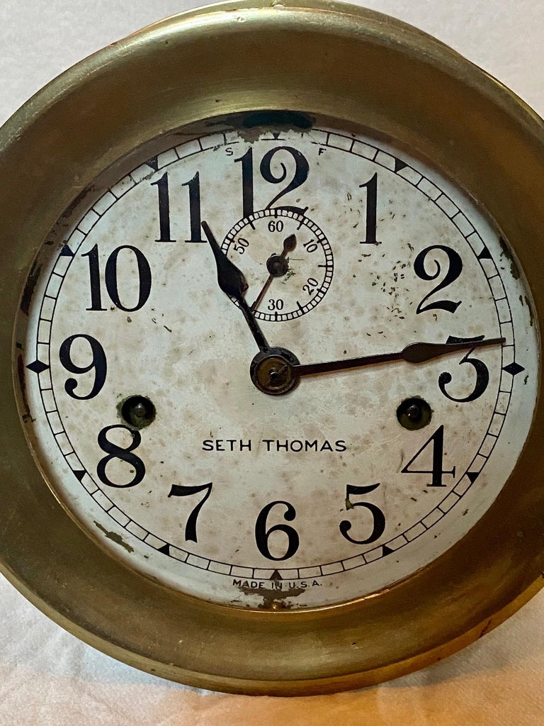 Seth Thomas Brass Ship's Engine Room Clock, circa 1920 at 1stDibs