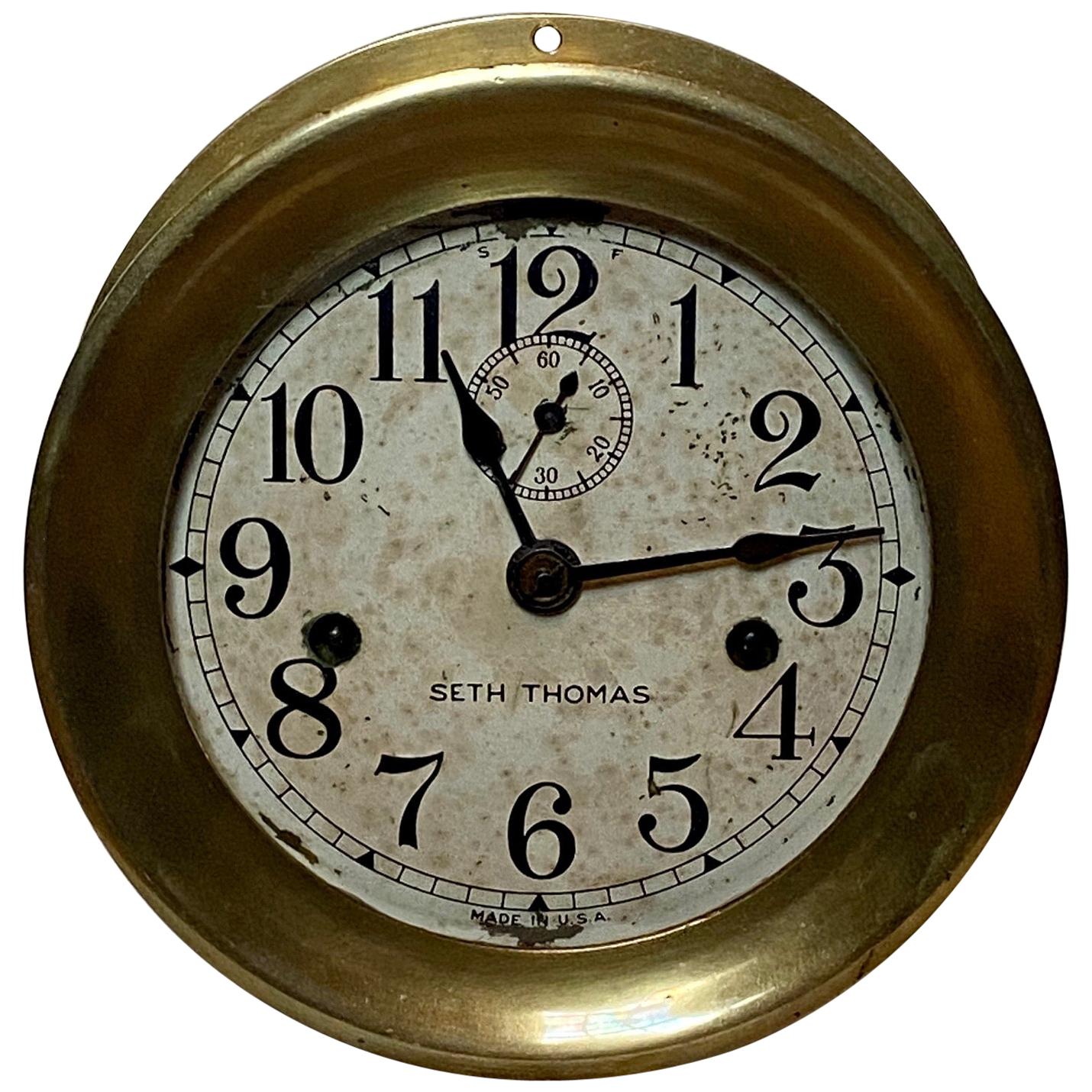 Seth Thomas Brass Ship's Engine Room Clock, circa 1920