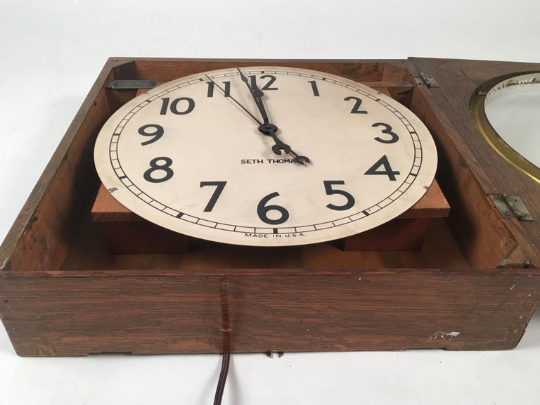 Seth Thomas Oak Electric Wall Clock at 1stDibs
