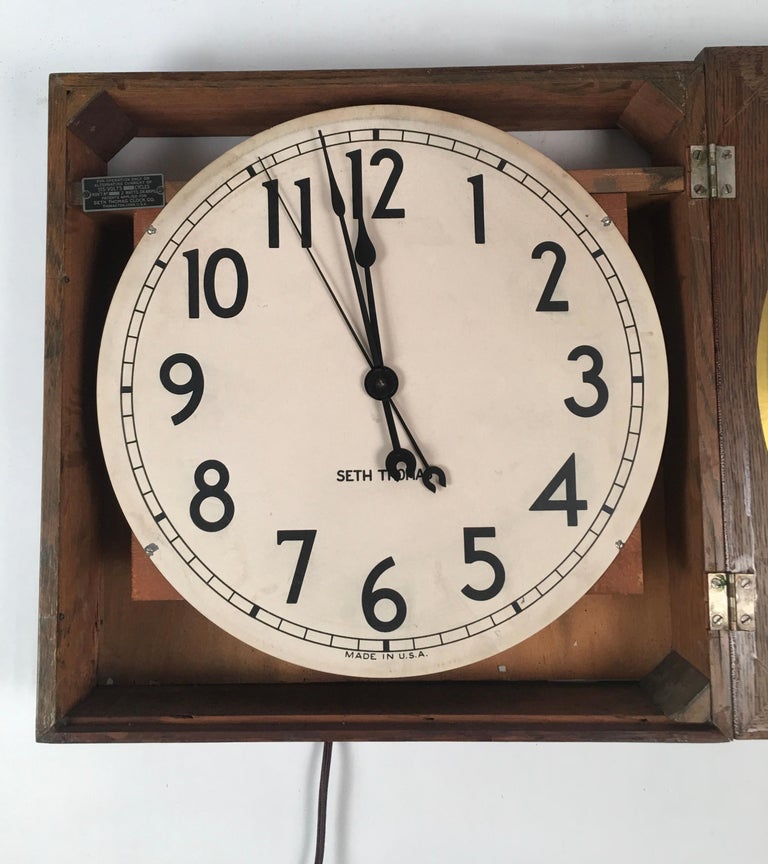 Seth Thomas Oak Electric Wall Clock at 1stDibs