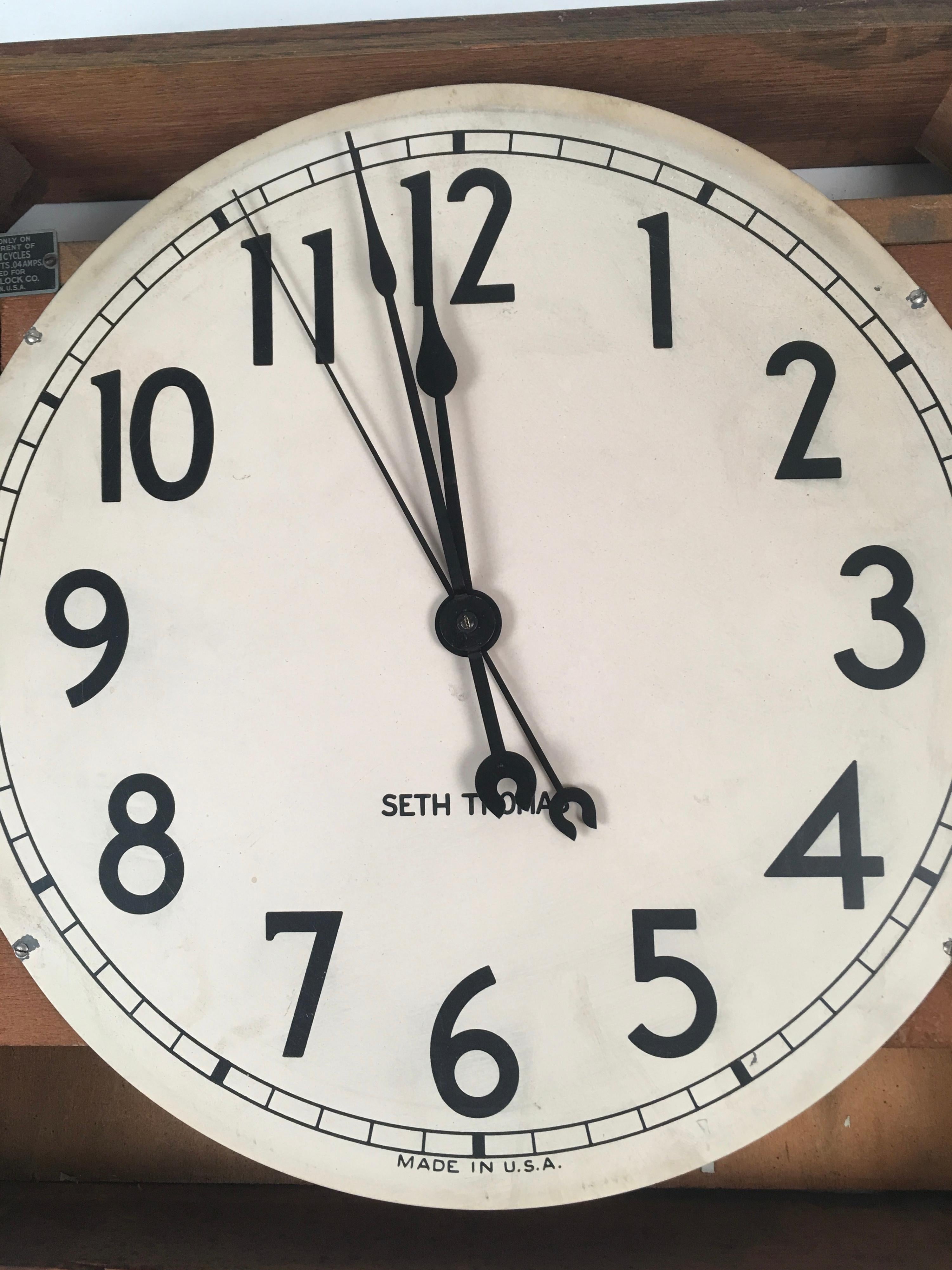 20th Century Seth Thomas Oak Electric Wall Clock