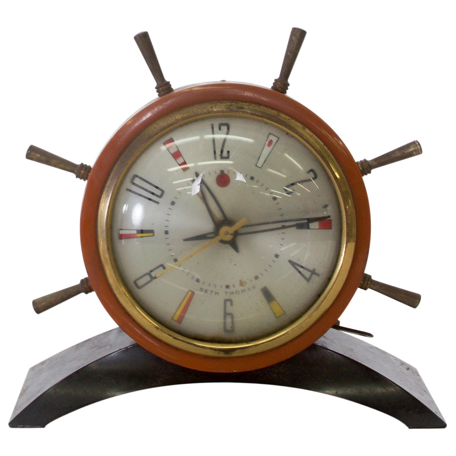 Seth Thomas Rudder Ship Wheel Electric Alarm Clock Vintage 1951