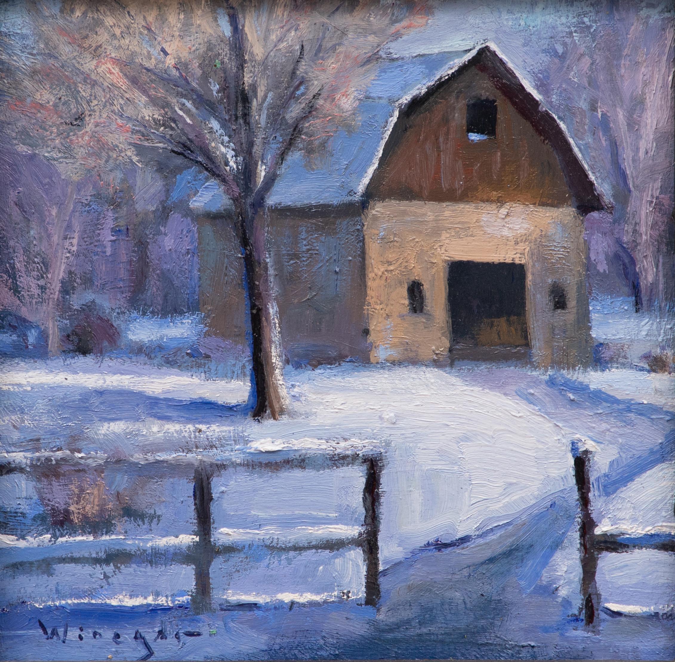 Ein Morgen voller Schnee – Painting von Seth Winegar