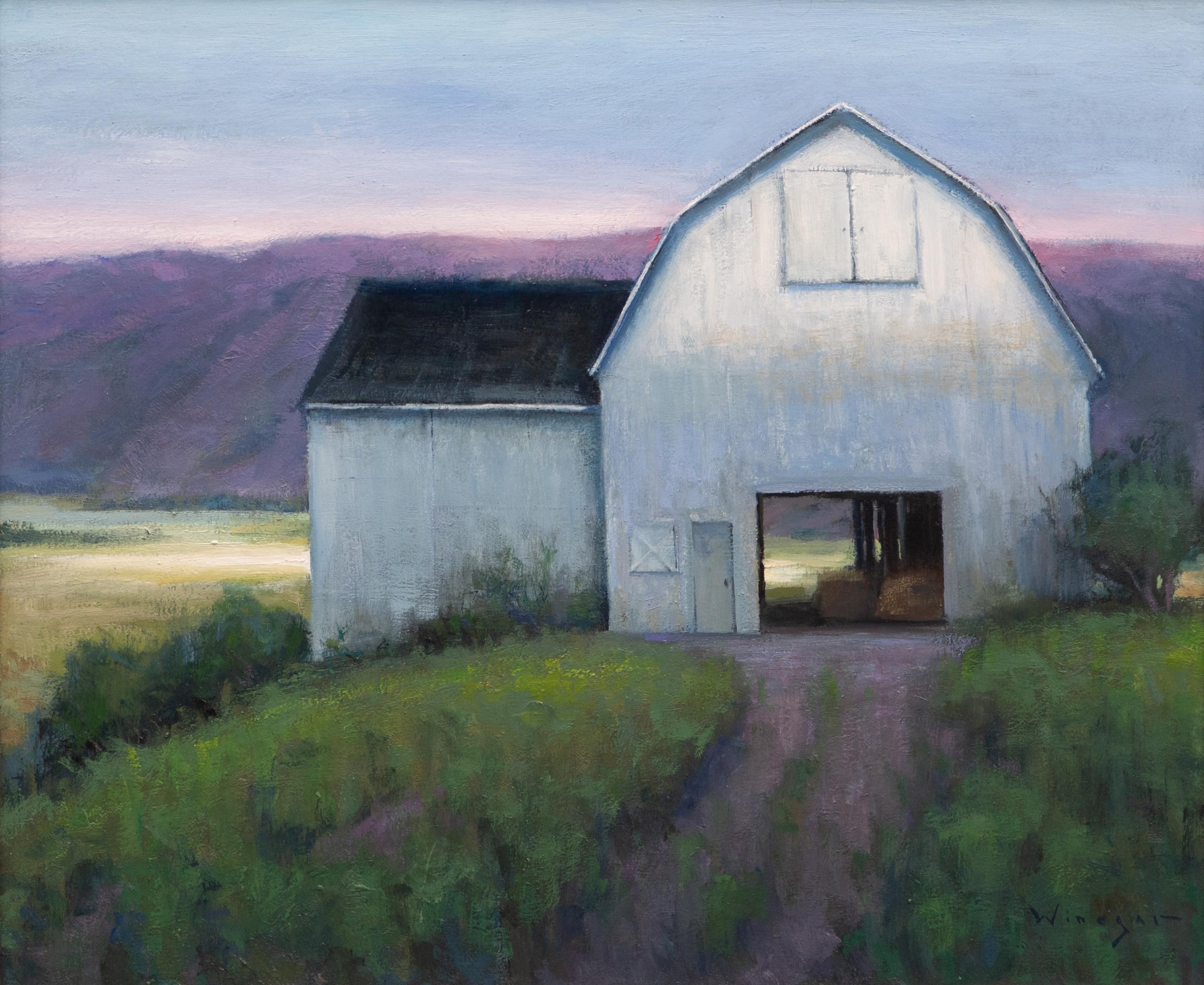 Gegen einen ombrierten Himmel – Painting von Seth Winegar
