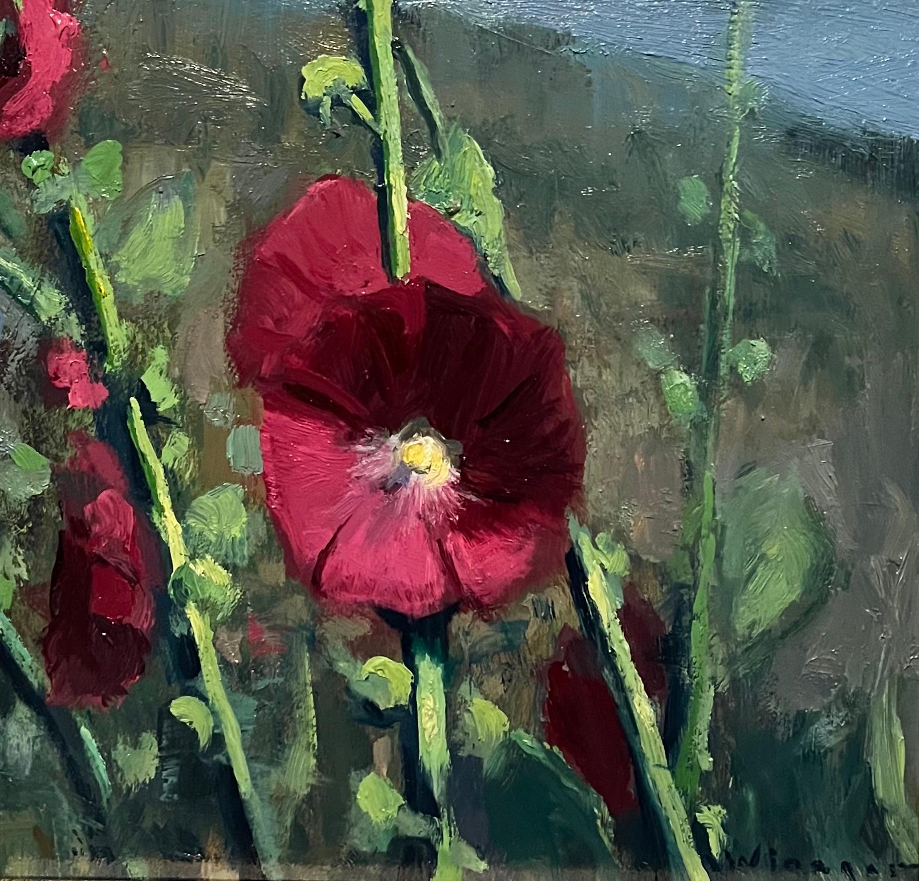 Along Hollyhock Lane - Realist Painting by Seth Winegar