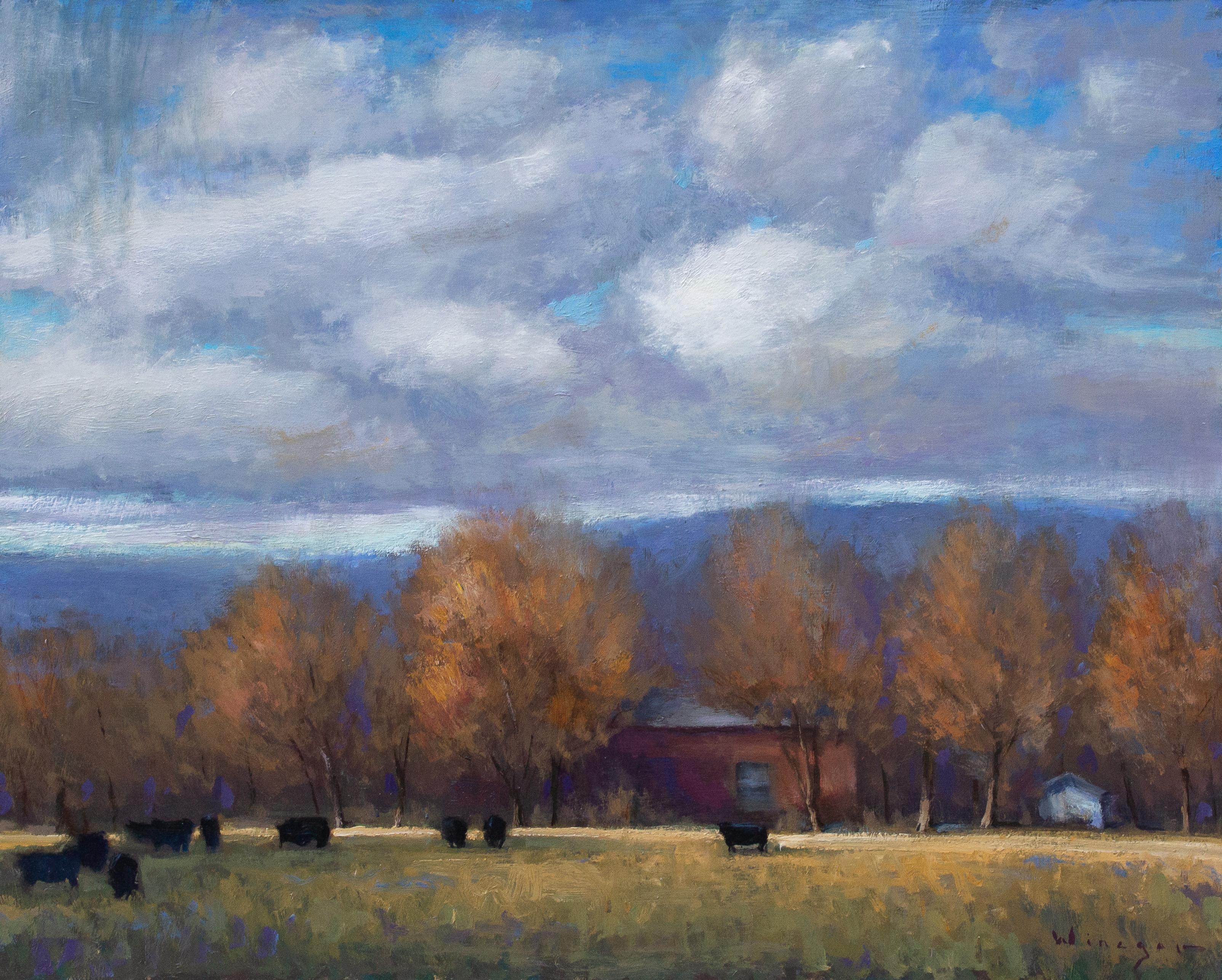 Backyard Cows - Painting by Seth Winegar
