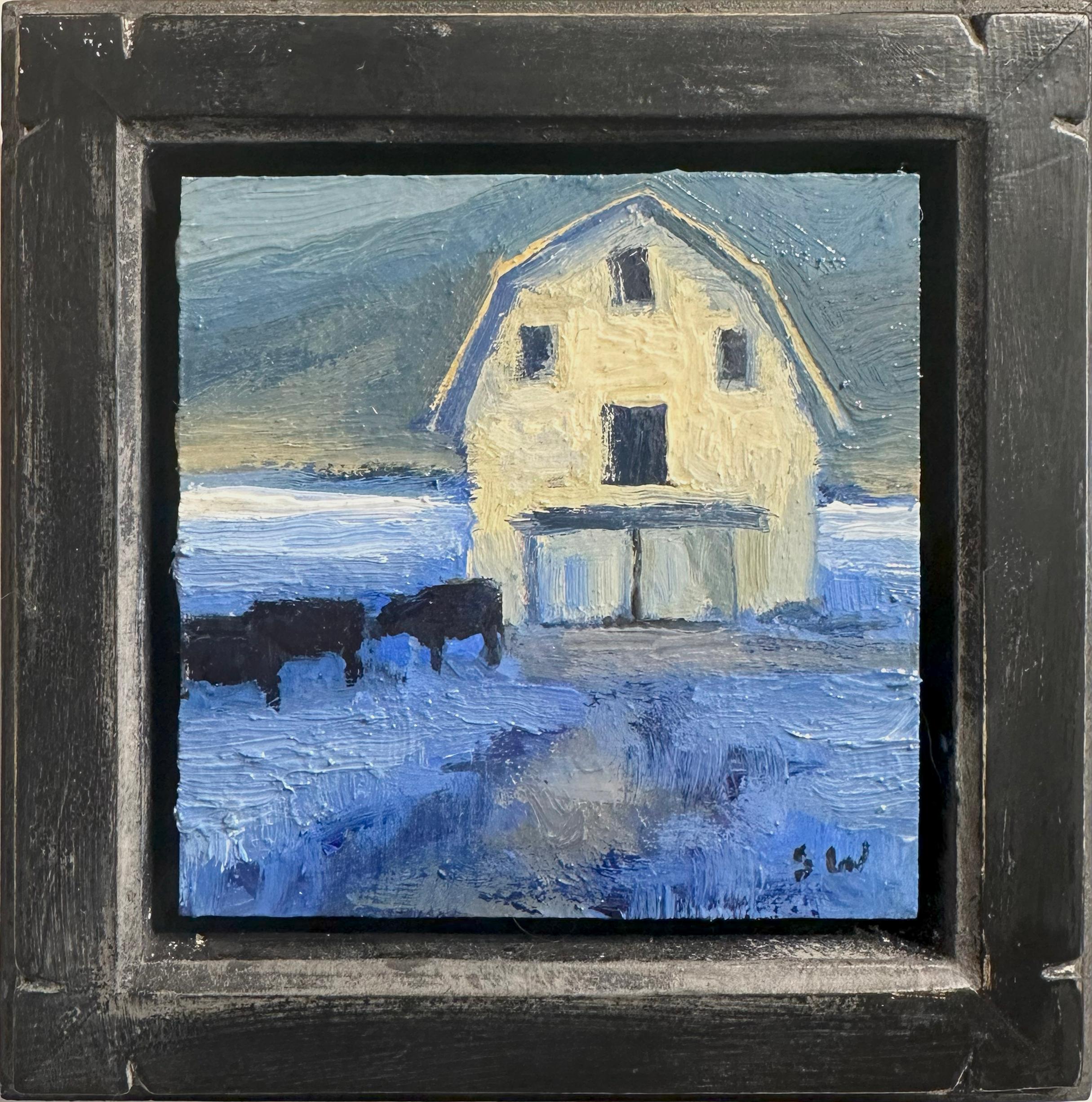 „Feeding Time“ (2023) von Seth Winegar, Ölgemälde, Weißer Scheunen im Angebot 1