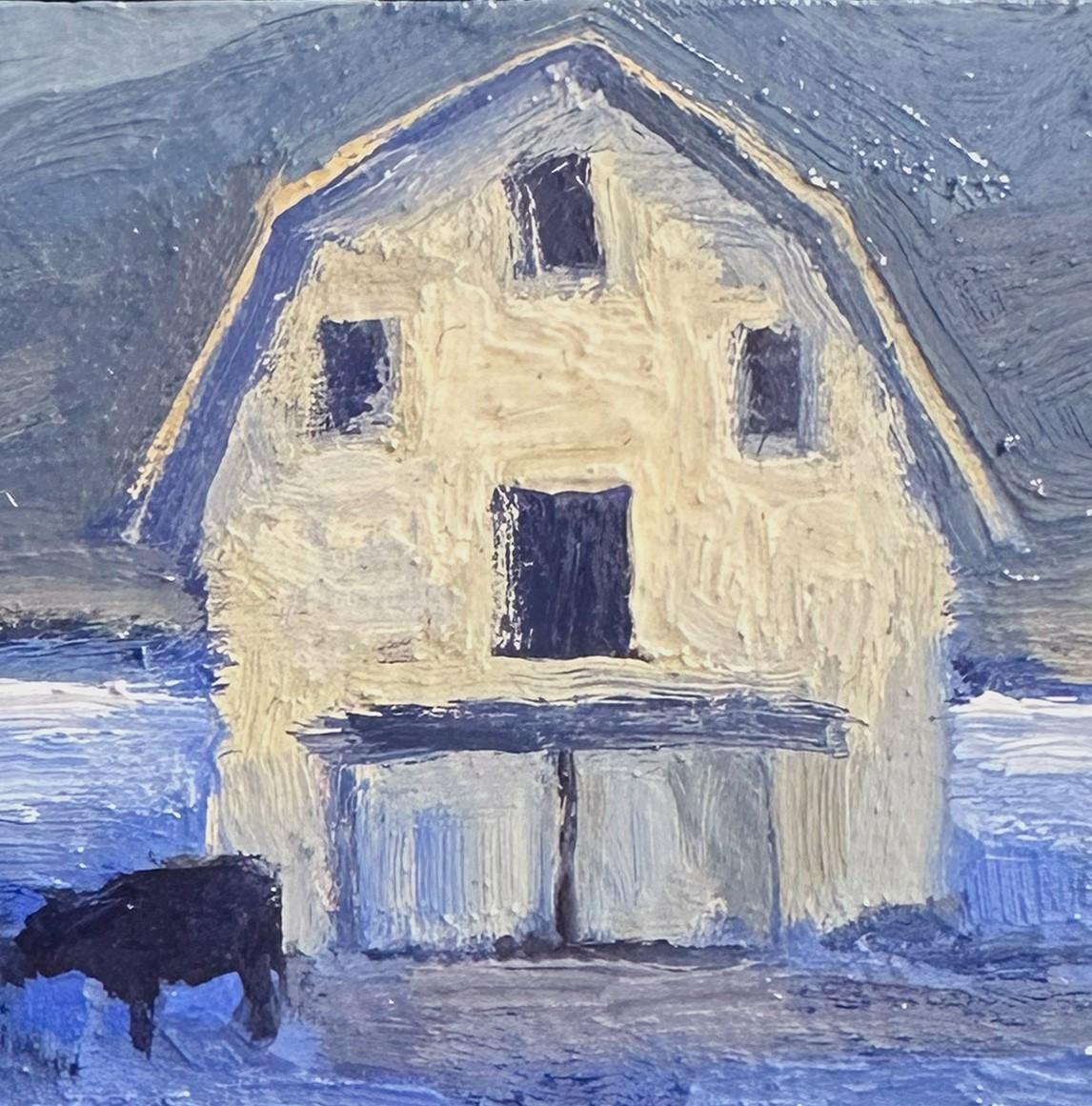 „Feeding Time“ (2023) von Seth Winegar, Ölgemälde, Weißer Scheunen im Angebot 3