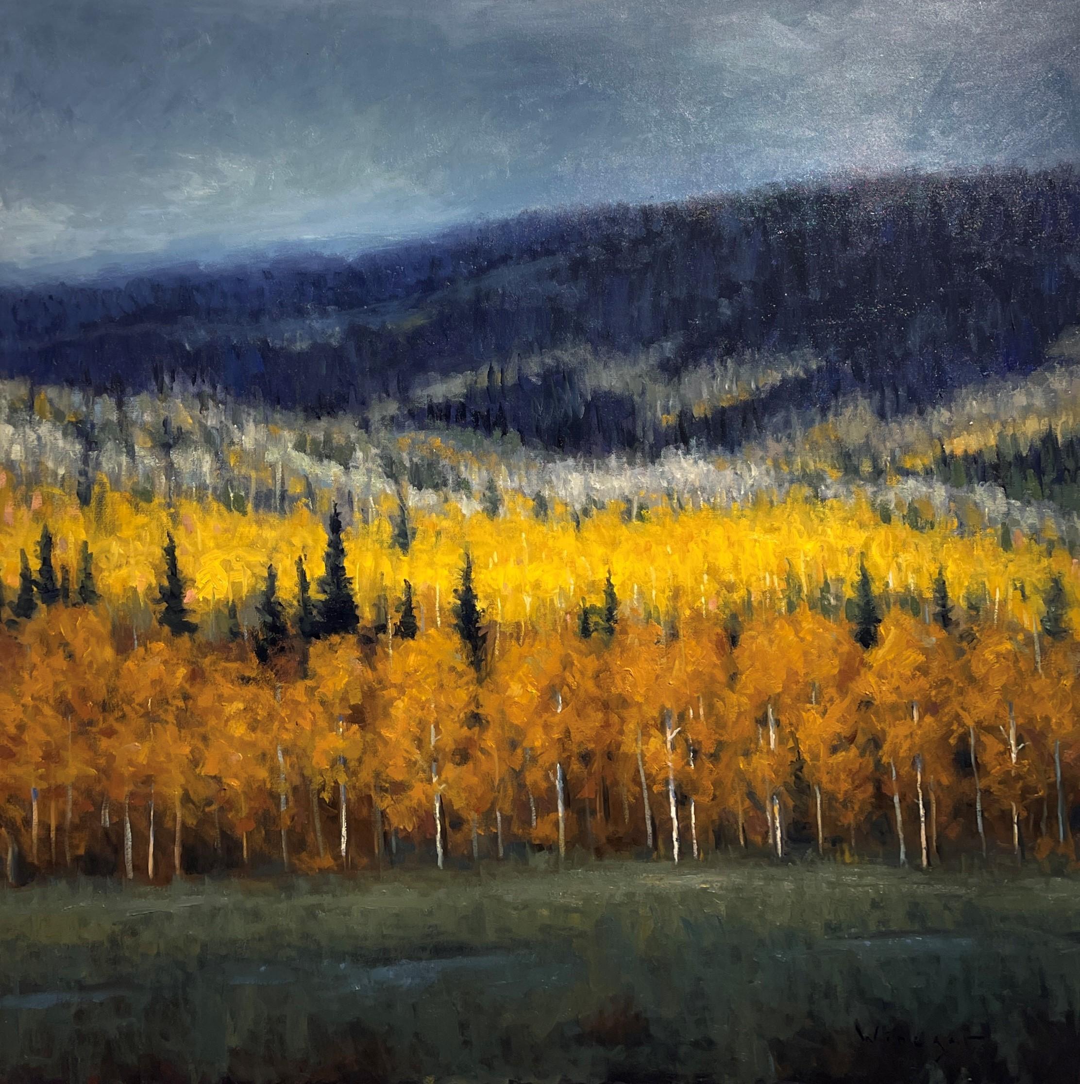 "Gold in the Hills" - Autumn Forest and Mountain Landscape, Oil Painting