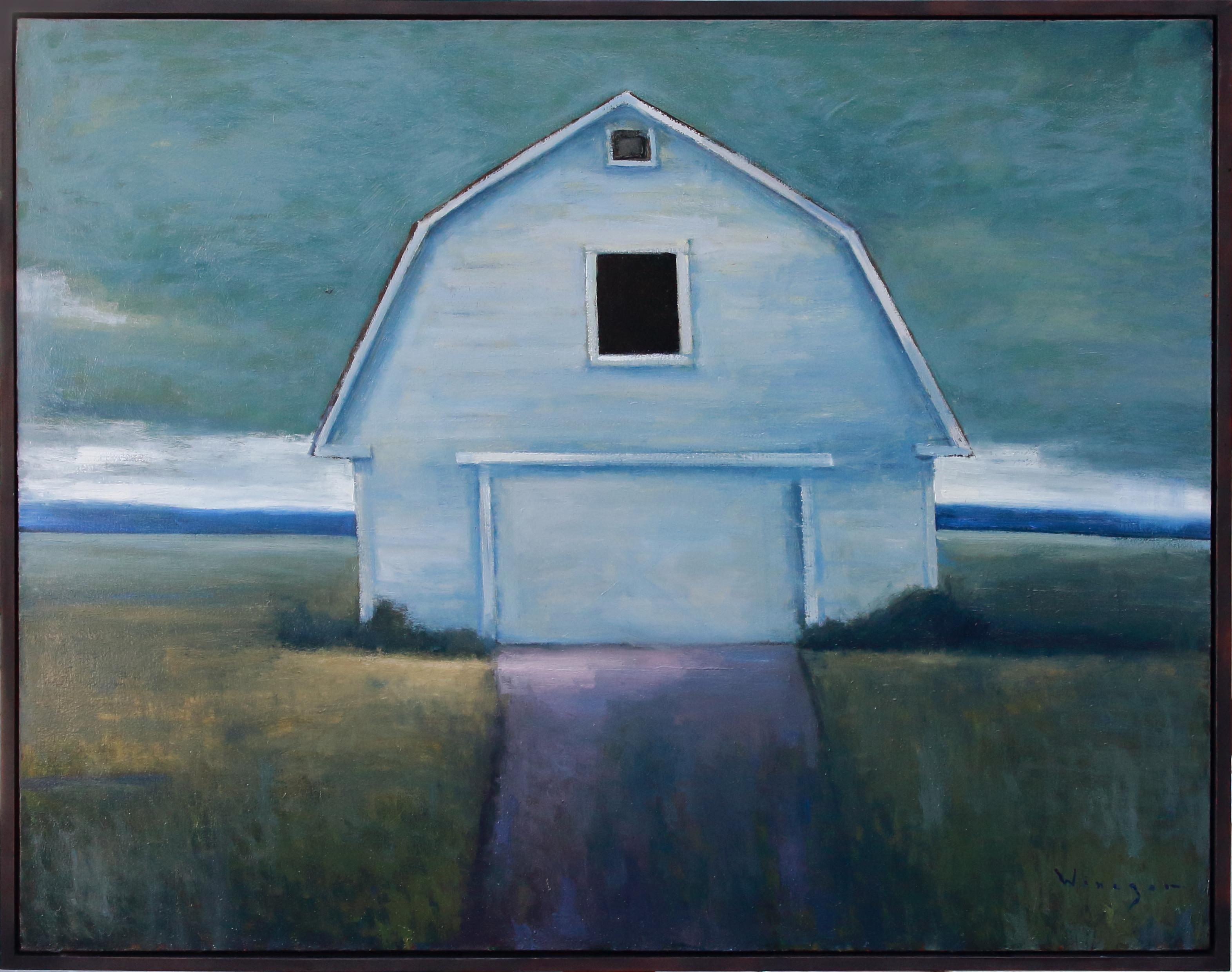 Grey Sky Barn - Painting by Seth Winegar