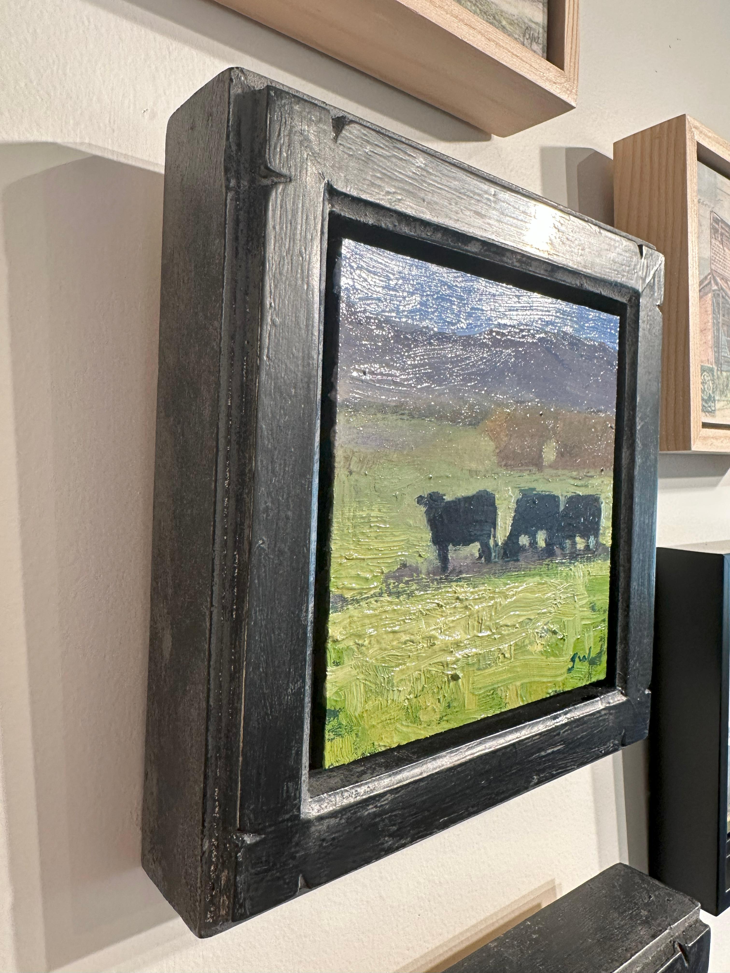 „Lunch Time“ (2023) von Seth Winegar, Ölgemälde, Schwarze Kühe im Angebot 2