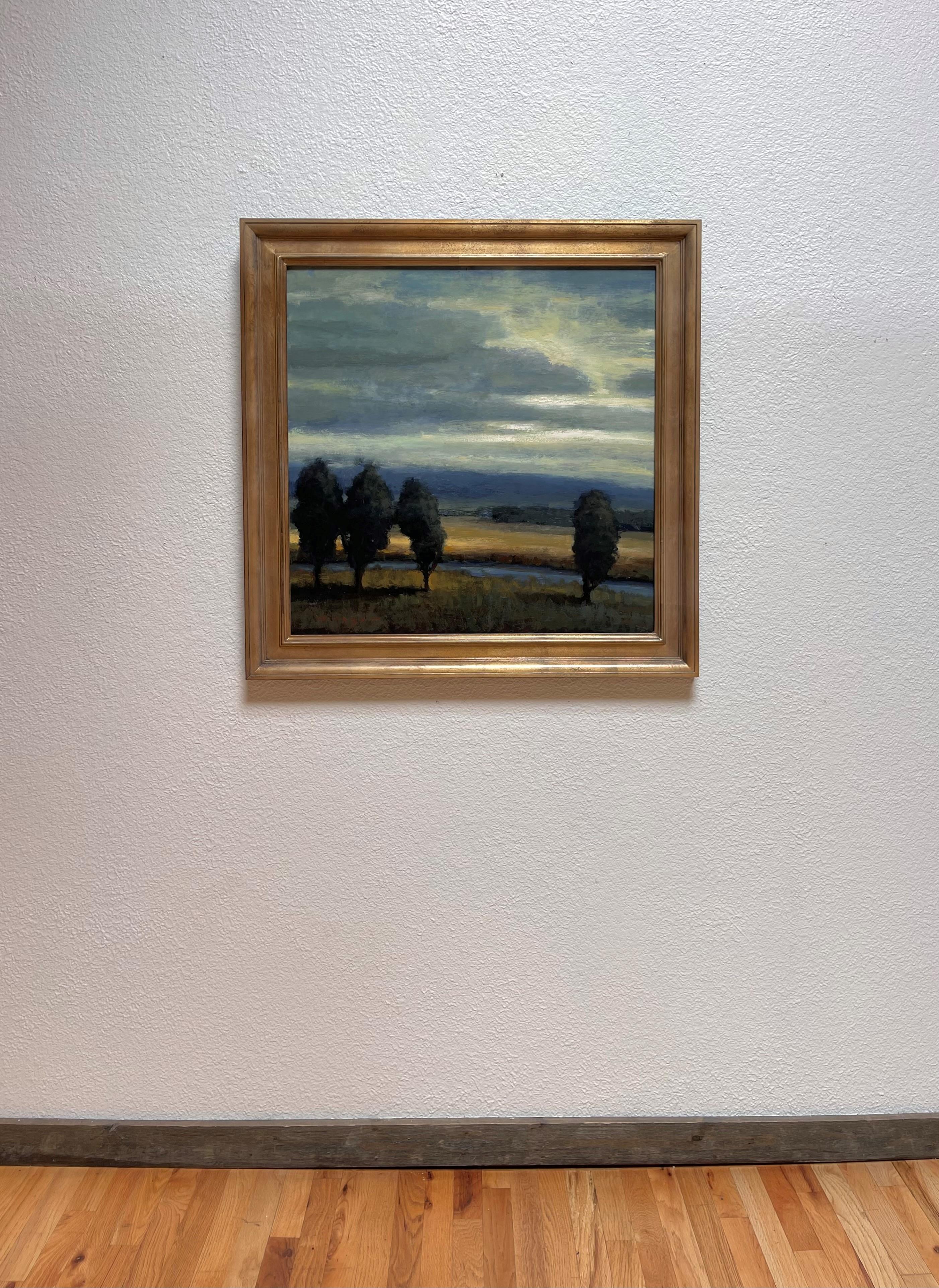 Ombre sul territorio, pittura a olio originale - Landscape Painting Grigio di Seth Winegar