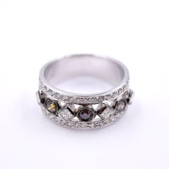 Sethi Couture 0.85 Carat Multi-Color Diamond Deco Band in 18 Karat White Gold