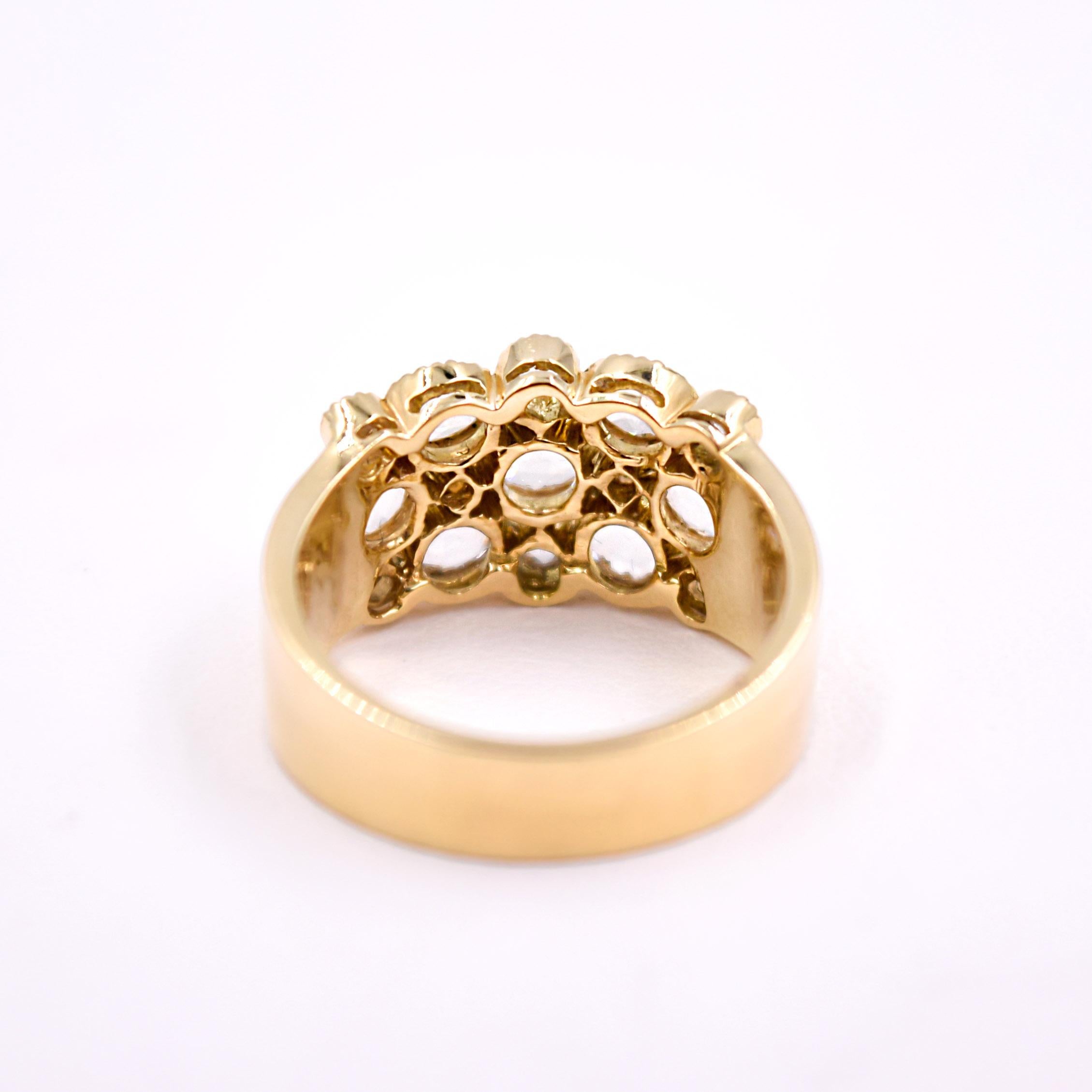 Sethi Couture 1.07 Carat Rose Cut Diamond Cluster Ring in 18 Karat Yellow Gold For Sale 1