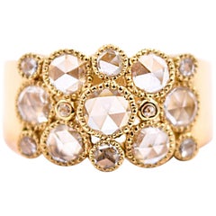 Sethi Couture 1.07 Carat Rose Cut Diamond Cluster Ring in 18 Karat Yellow Gold