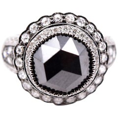 Sethi Couture 18 Karat White Gold 7.5 Carat Black Diamond Cocktail Ring